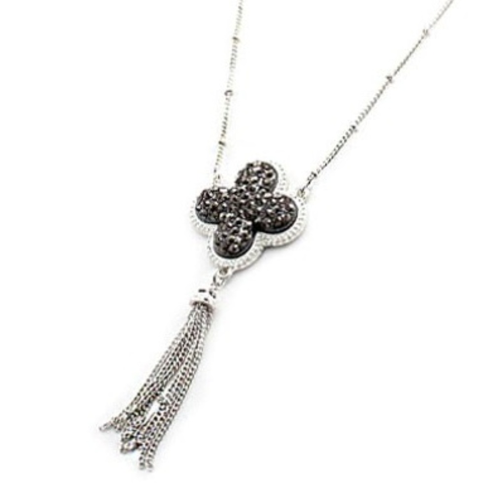 GORGEOUS! Black Rhinestone & Silver Necklace - Picture 3 of 3